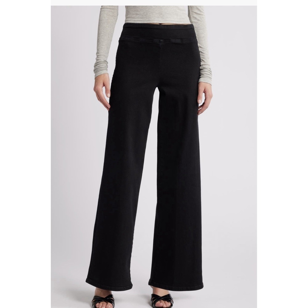 Frame Jeans Sheen Noir 23-28 Black Jet Set Flare Pull On Elastic Waist City Boho